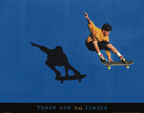 Archivio No Limits   Skateboarder Inspirational cm80X102 Immagine su CARTA TELA PANNELLO CORNICE Orizzontale