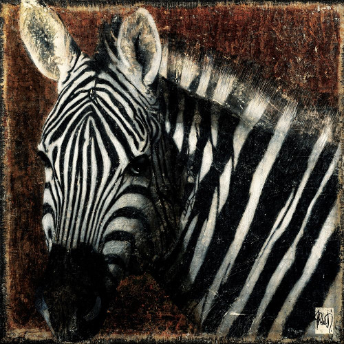 Arietti Fabienne Ritratto di zebra Animali cm80X80 Immagine su CARTA TELA PANNELLO CORNICE Quadrata