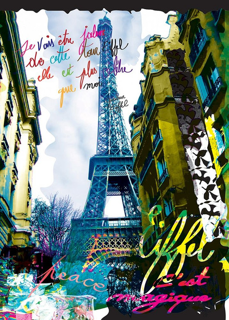 Kaly magia Eiffel Viaggio cm125X89 Immagine su CARTA TELA PANNELLO CORNICE Verticale