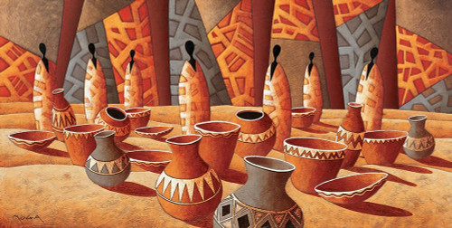 Moga Il mercato per la ceramica World Culture cm89X180 Immagine su CARTA TELA PANNELLO CORNICE Orizzontale