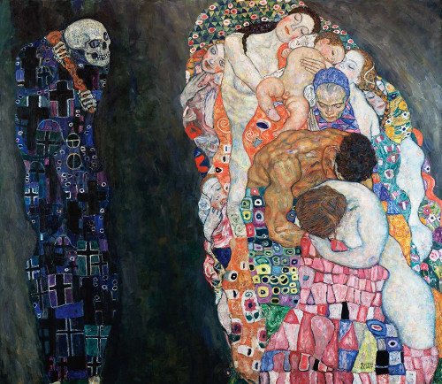 Klimt Gustav Morte e Vita Astratto cm80X93 Stampa su CARTA TELA PANNELLO CORNICE Orizzontale