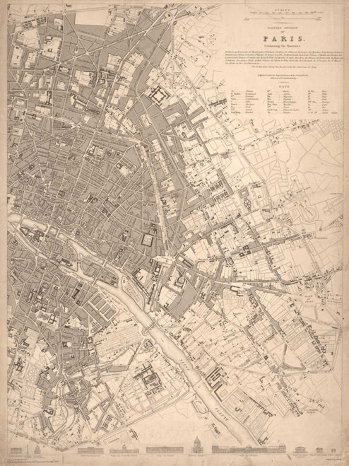 Stampa su tela Poster Harbick N. Mappa di Parigi del 1833 europeo Verticale