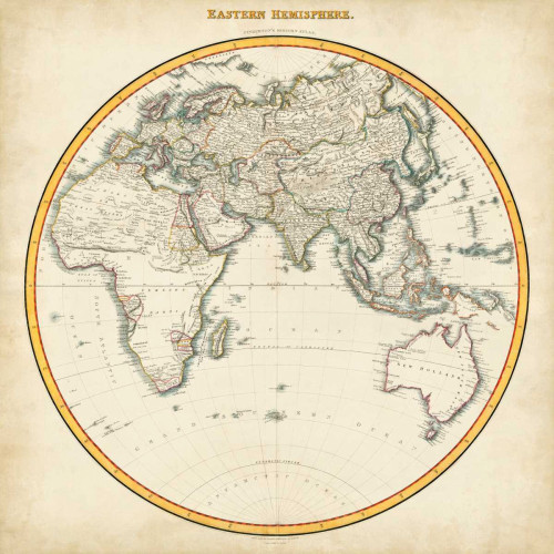 Stampa su tela Poster Pinkerton 1812 Emisfero Orientale Mappe Quadrata