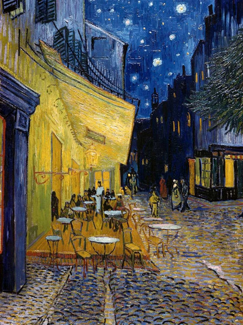 Stampa su tela Poster Van Gogh Vincent Terrazza del caffè di notte Paesaggio Verticale