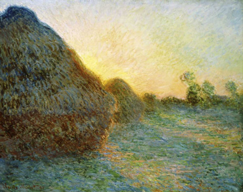 Stampa su tela Poster Monet Claude Covoni di fieno, 1891 Paesaggio Orizzontale