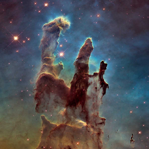 Stampa su tela Poster NASA Immagine ad alta definizione Hubble WFC3/UVIS del 2014 di M16 - Pilastri della Creazione Astronomia e spazio Quadrata