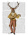 Fab Funky Deer Minstrel capriccioso cm45X36 Immagine su CARTA TELA PANNELLO CORNICE Verticale