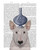 Fab Funky English Bull Terrier con vaso blu capriccioso cm45X36 Immagine su CARTA TELA PANNELLO CORNICE Verticale