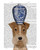 Fab Funky Fox Terrier con vaso blu capriccioso cm45X36 Immagine su CARTA TELA PANNELLO CORNICE Verticale