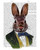 Fab Funky Coniglio in giacca verde capriccioso cm45X36 Immagine su CARTA TELA PANNELLO CORNICE Verticale