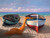 Galasso Adriano Barche sulla spiaggia Costiero cm84X111 Immagine su CARTA TELA PANNELLO CORNICE Orizzontale