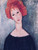 Modigliani Amedeo Testa Rossa Figurativo cm111X84 Immagine su CARTA TELA PANNELLO CORNICE Verticale