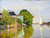 Monet Claude Case sulla Achterzaan Paesaggio cm84X111 Immagine su CARTA TELA PANNELLO CORNICE Orizzontale