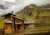 Bierstadt Albert casa in montagna Paesaggio cm59X84 Immagine su CARTA TELA PANNELLO CORNICE Orizzontale