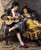Burrington Arthur Alfred Una spagnola cantante e la sua Lady Figurativo cm80X64 Immagine su CARTA TELA PANNELLO CORNICE Verticale