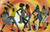anonymous Multicolore danza africana Figurativo cm73X113 Immagine su CARTA TELA PANNELLO CORNICE Orizzontale