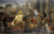 Stampa su tela Poster Le Brun Charles Ingresso di Alessandro a Babilonia Animali Orizzontale