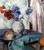 Stampa su tela Poster Peploe Samuel John Garofani e fiordalisi misti Floreale Verticale