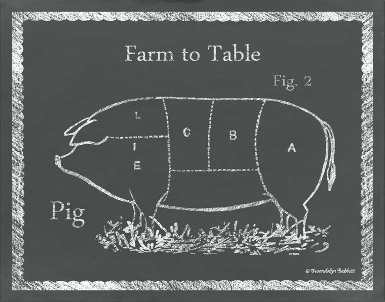 Babbitt Gwendolyn sezionato Pig Animali cm50X64 Immagine su CARTA TELA PANNELLO CORNICE Orizzontale
