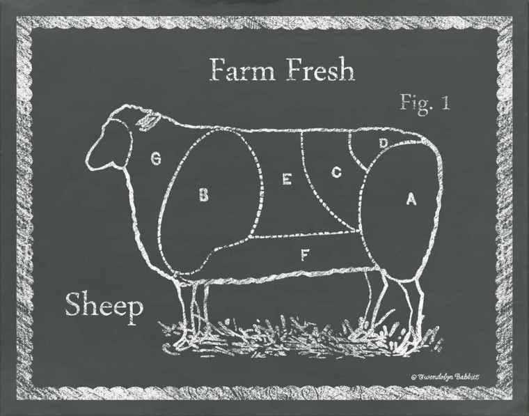 Babbitt Gwendolyn Sheep sezionato Animali cm50X64 Immagine su CARTA TELA PANNELLO CORNICE Orizzontale