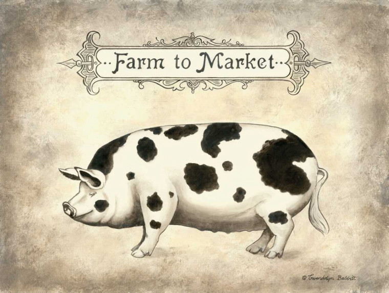 Babbitt Gwendolyn Farm to Market Animali cm76X100 Immagine su CARTA TELA PANNELLO CORNICE Orizzontale