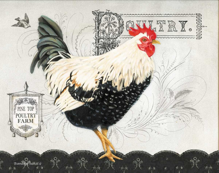 Babbitt Gwendolyn Poultry Farm II Animali cm50X64 Immagine su CARTA TELA PANNELLO CORNICE Orizzontale