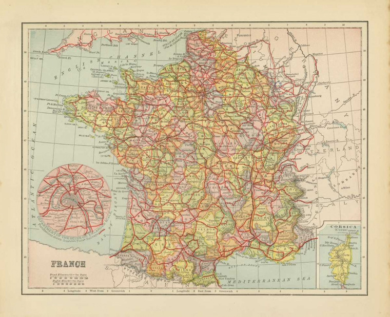 Babbitt Gwendolyn Francese Mappa II europeo cm73X91 Immagine su CARTA TELA PANNELLO CORNICE Orizzontale