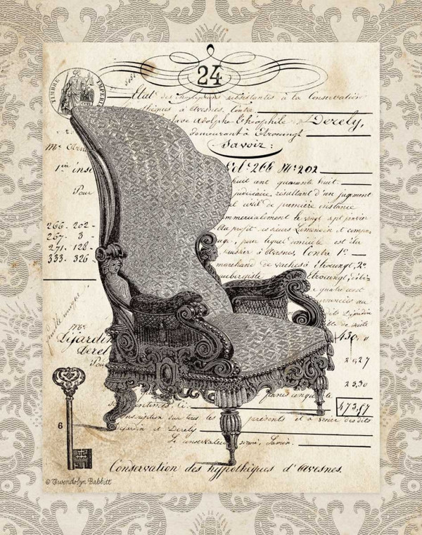 Babbitt Gwendolyn Francese Chair I Vintage ? cm64X50 Immagine su CARTA TELA PANNELLO CORNICE Verticale
