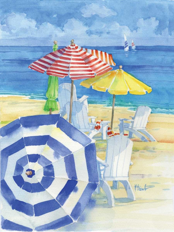 Brent Paul Acquerello Beach verticale Costiero cm73X54 Immagine su CARTA TELA PANNELLO CORNICE Verticale