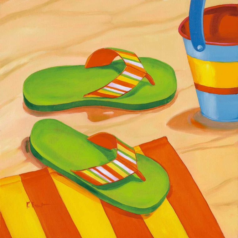 Brent Paul Green Flip Flops Costiero cm48X48 Immagine su CARTA TELA PANNELLO CORNICE Quadrata