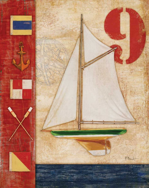 Brent Paul Modello Yacht Collage I Costiero cm86X68 Immagine su CARTA TELA PANNELLO CORNICE Verticale