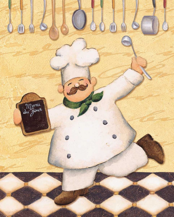 Brissonnet Daphne Chef e Menu Cucina cm73X57 Immagine su CARTA TELA PANNELLO CORNICE Verticale