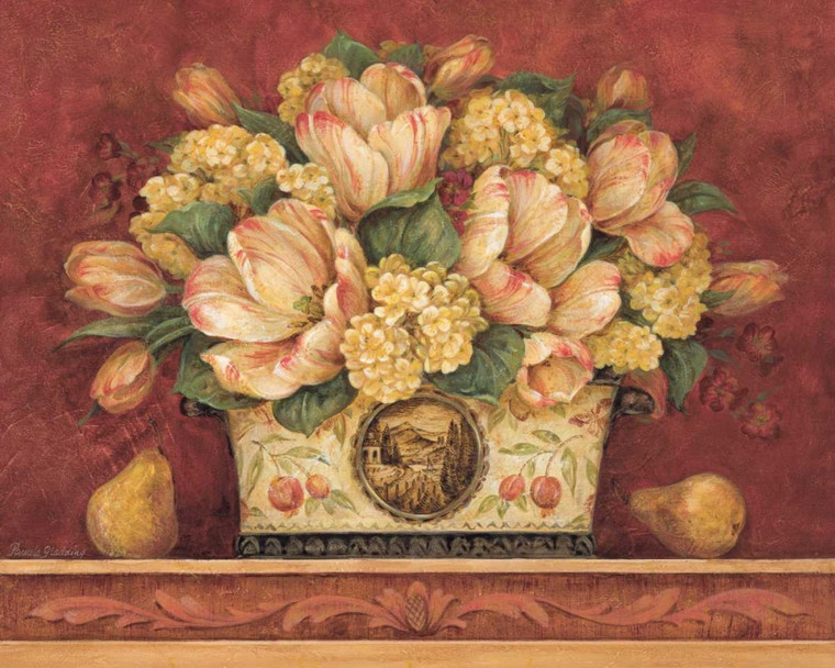 Gladding Pamela Tulip Tapestry Floreale cm27X36 Immagine su CARTA TELA PANNELLO CORNICE Orizzontale