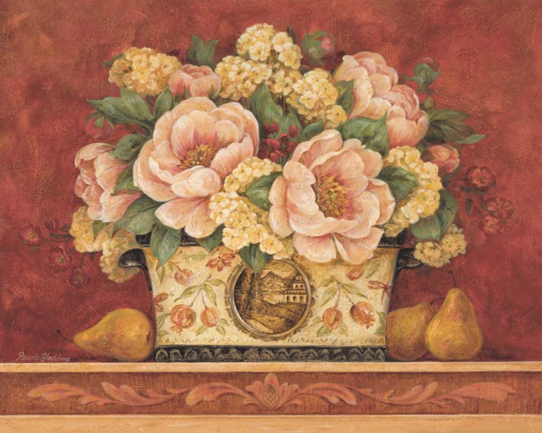 Gladding Pamela Peony Tapestry Floreale cm27X36 Immagine su CARTA TELA PANNELLO CORNICE Orizzontale