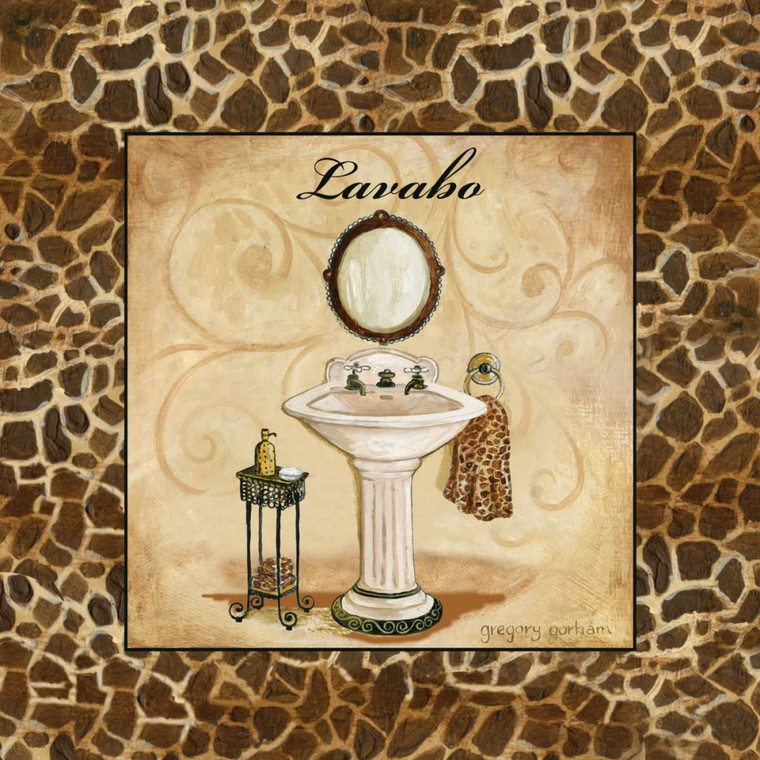 Gorham Gregory Giraffe Lavabo Bagno cm54X54 Immagine su CARTA TELA PANNELLO CORNICE Quadrata