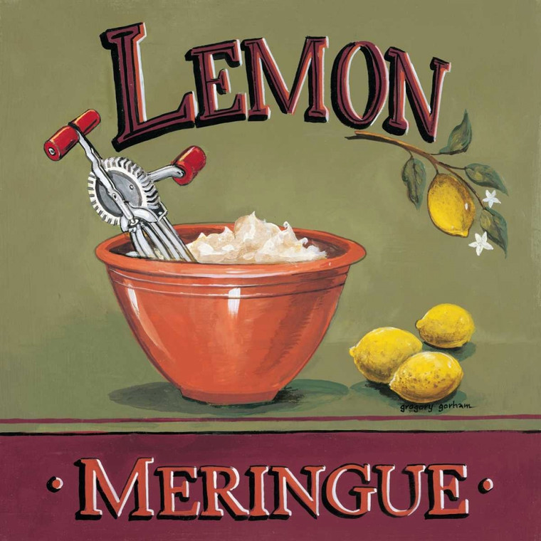 Gorham Gregory Lemon Meringue Cibo cm54X54 Immagine su CARTA TELA PANNELLO CORNICE Quadrata