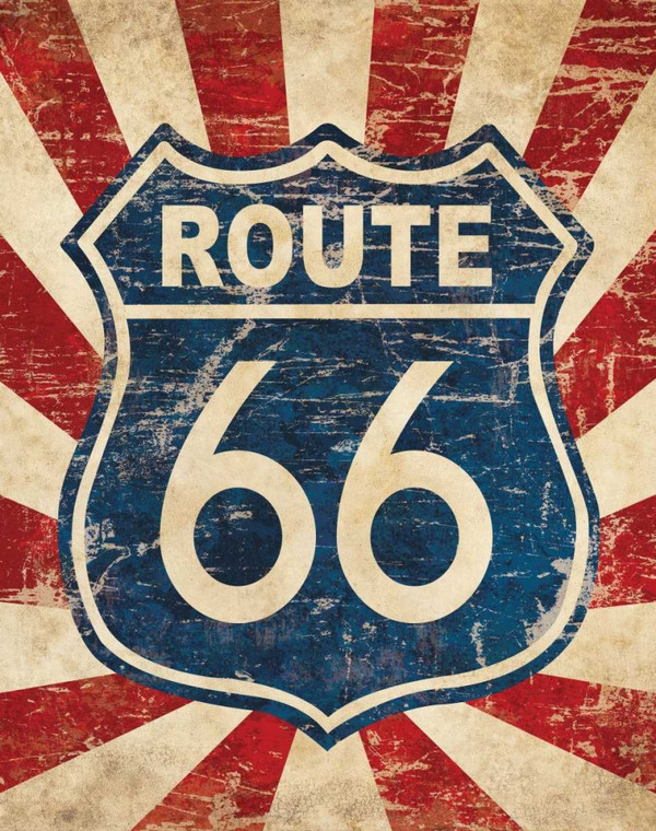 Harbick N Route 66 I segni cm96X75 Immagine su CARTA TELA PANNELLO CORNICE Verticale