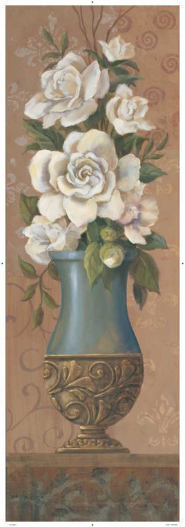 Jeffrey Jillian Courtly Roses II Floreale cm196X68 Immagine su CARTA TELA PANNELLO CORNICE Verticale