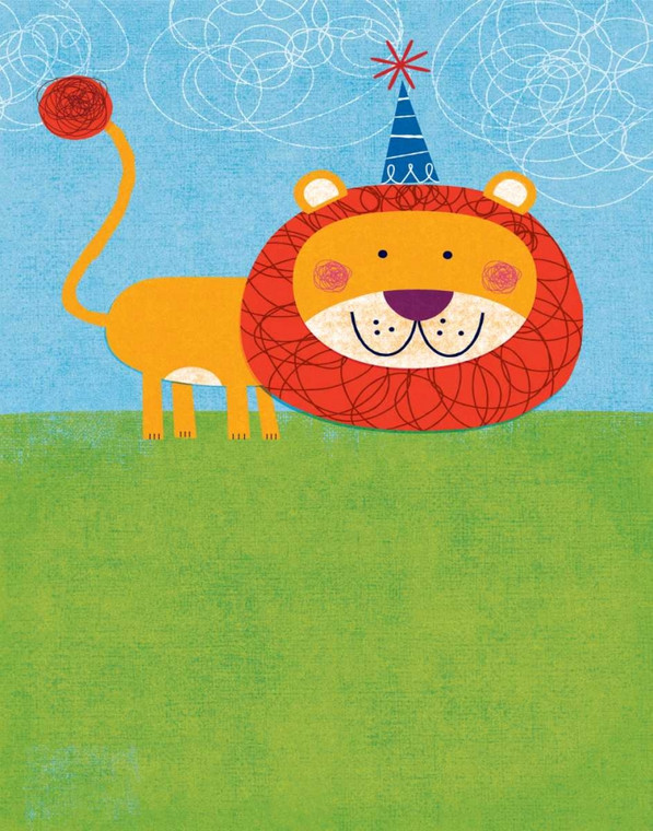 Mack Steve Compleanno del leone Arte per bambini cm64X50 Immagine su CARTA TELA PANNELLO CORNICE Verticale