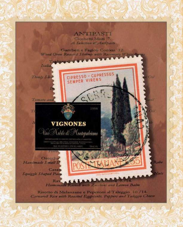 Matla Jennifer Menu italiano Cucina cm45X36 Immagine su CARTA TELA PANNELLO CORNICE Verticale