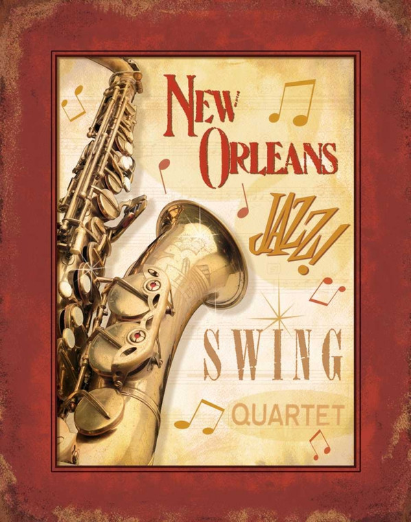 Pela New Orleans Jazz II Vintage ? cm75X59 Immagine su CARTA TELA PANNELLO CORNICE Verticale