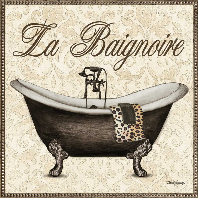 Williams Todd Leopard Bath I Bagno cm52X52 Immagine su CARTA TELA PANNELLO CORNICE Quadrata