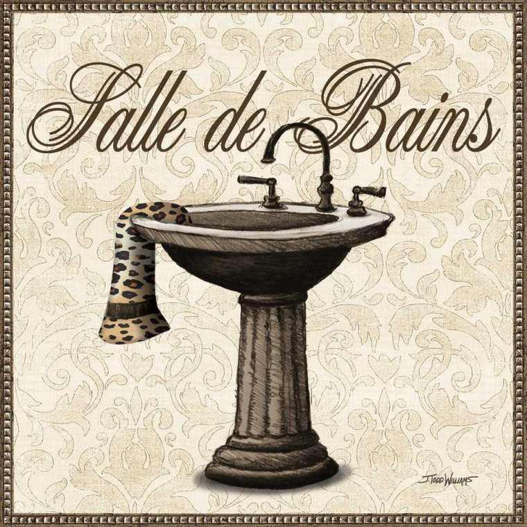 Williams Todd Leopard Bath II Bagno cm52X52 Immagine su CARTA TELA PANNELLO CORNICE Quadrata