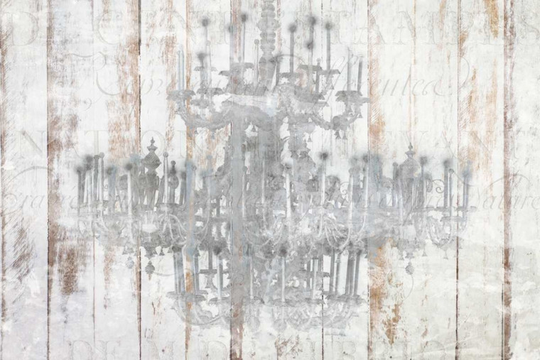 Allen Kimberly Barnwood Chandelier francese del paese cm73X109 Immagine su CARTA TELA PANNELLO CORNICE Orizzontale