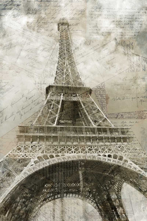 Allen Kimberly Cartoline a Parigi europeo cm109X73 Immagine su CARTA TELA PANNELLO CORNICE Verticale