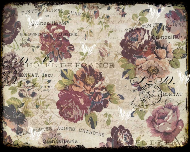 Allen Kimberly Hotel Floral Plum Floreale cm73X91 Immagine su CARTA TELA PANNELLO CORNICE Orizzontale