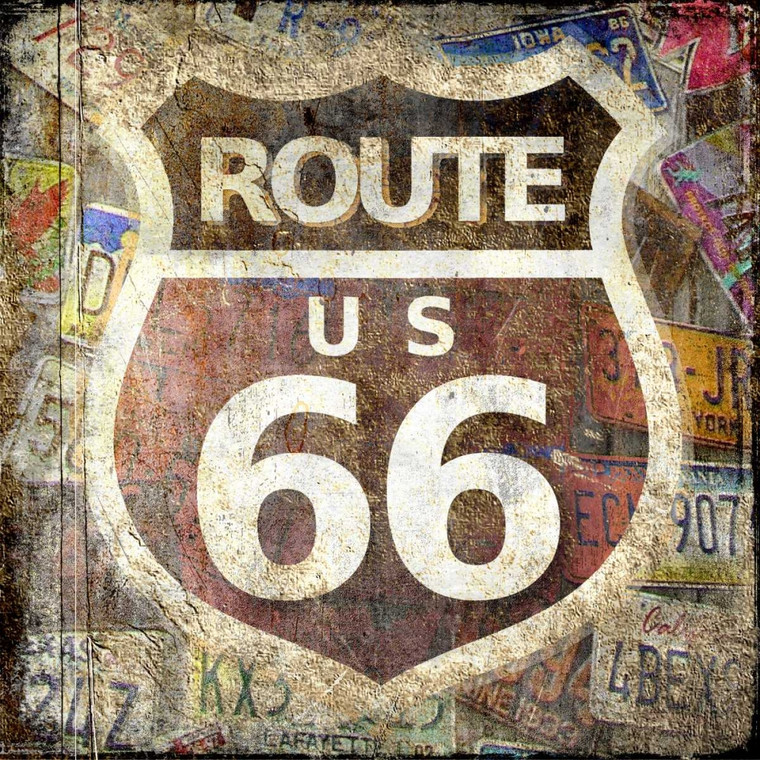 Allen Kimberly route 66 Viaggio cm87X87 Immagine su CARTA TELA PANNELLO CORNICE Quadrata