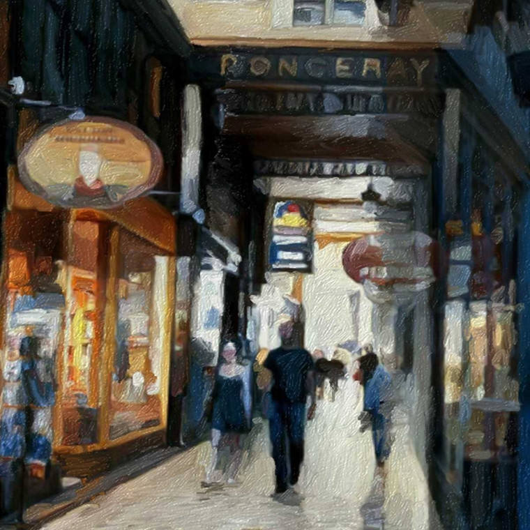 Butcher Sarah Panorama Passages Street Scene cm87X87 Immagine su CARTA TELA PANNELLO CORNICE Quadrata