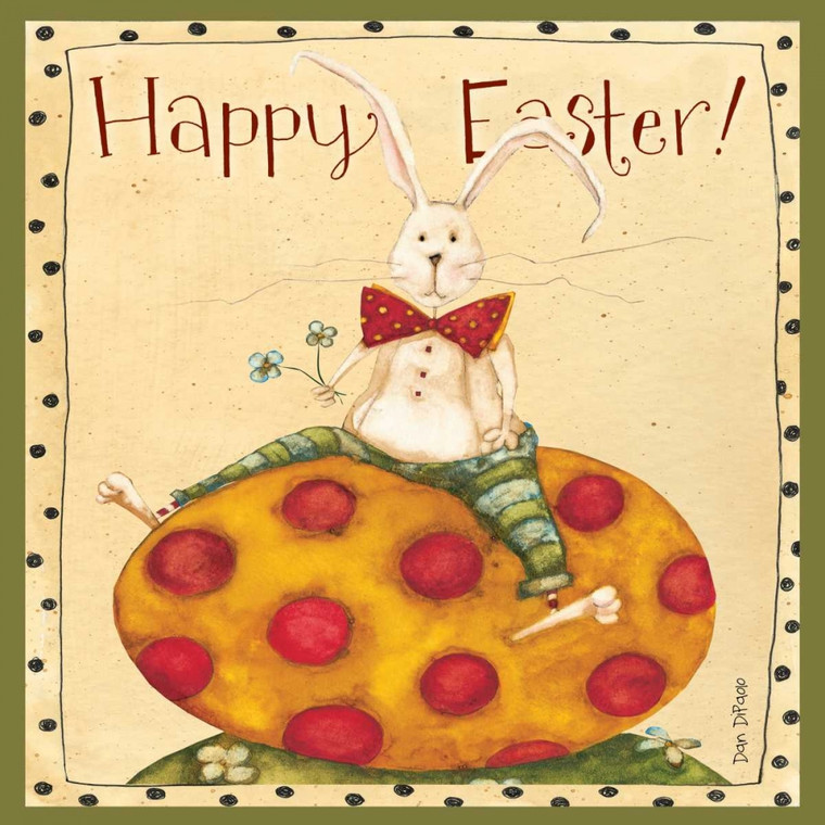 DiPaolo Dan Bunny Egg Vacanze cm54X54 Immagine su CARTA TELA PANNELLO CORNICE Quadrata