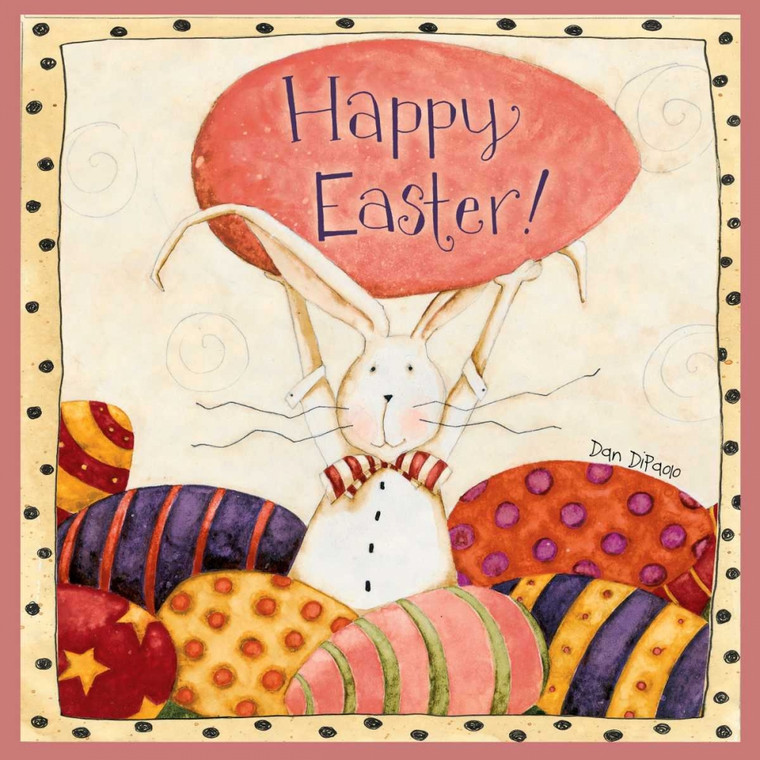 DiPaolo Dan Easter Bunny Vacanze cm54X54 Immagine su CARTA TELA PANNELLO CORNICE Quadrata